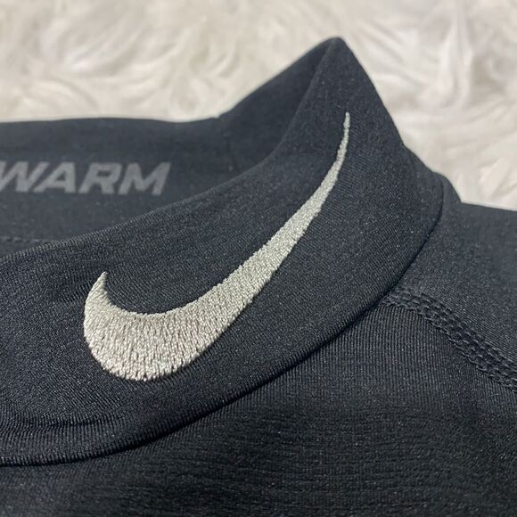 NIKE Pro Combat Hyperwarm Compression Dri-Fit long sleeve shirt silver logo sz L - Picture 5 of 12